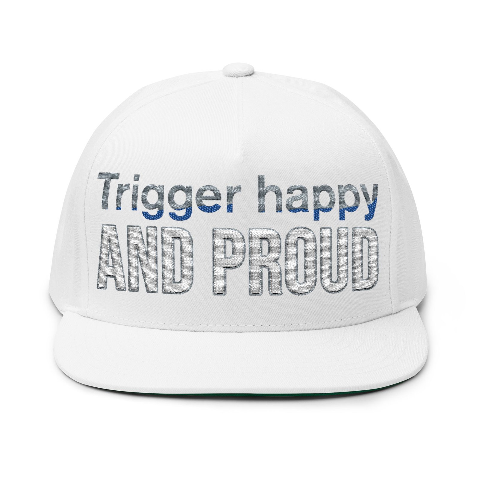 trigger happy embroidered flat bill cap bold & proud style trigger happy embroidered flat bill cap bold & proud style