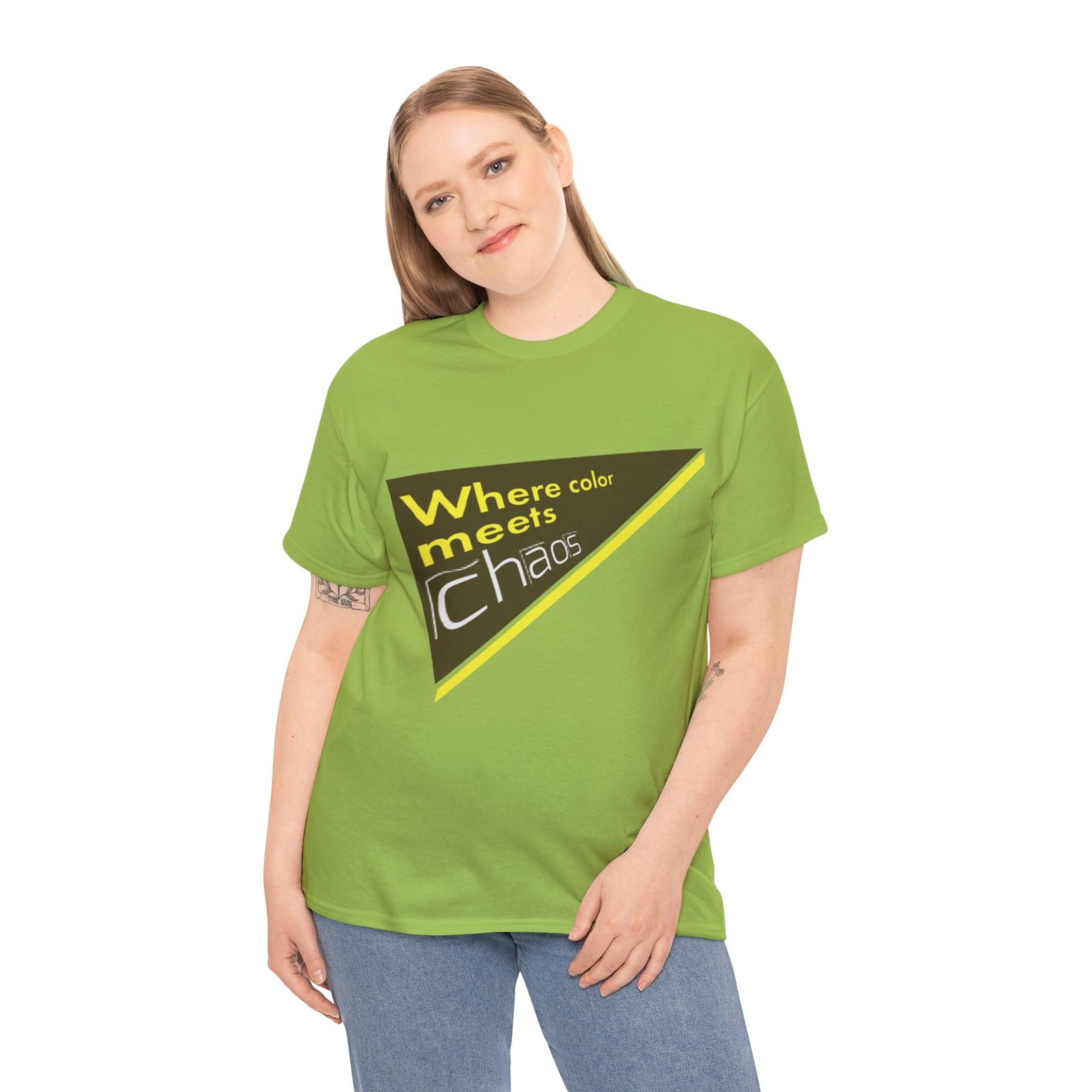 graphic tee — "where color meets chaos" triangular blue design graphic tee — "where color meets chaos" triangular blue design