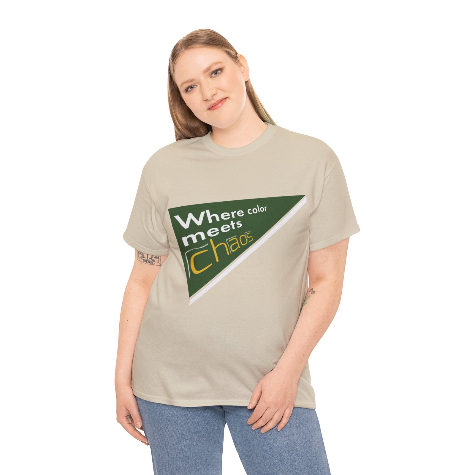 graphic tee — "where color meets chaos" triangular blue design graphic tee — "where color meets chaos" triangular blue design