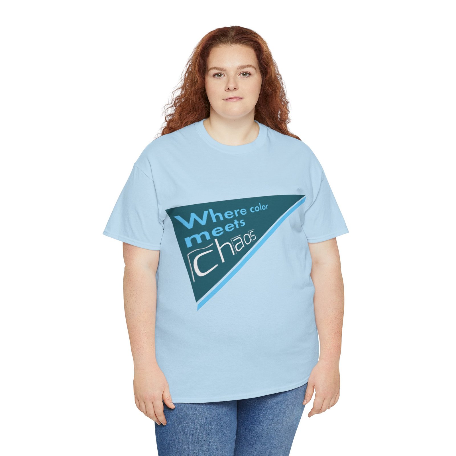 graphic tee — "where color meets chaos" triangular blue design graphic tee — "where color meets chaos" triangular blue design