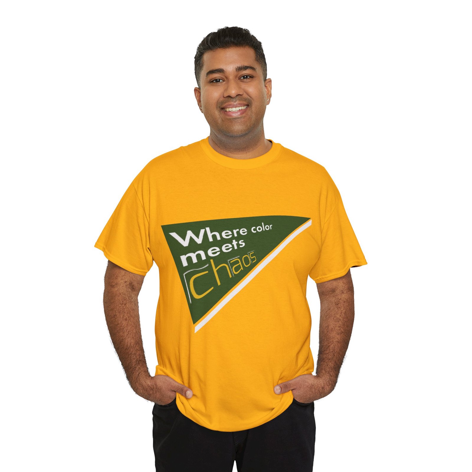 graphic tee — "where color meets chaos" triangular blue design graphic tee — "where color meets chaos" triangular blue design