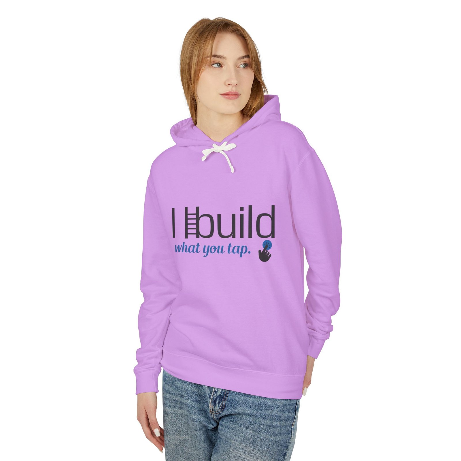 developer hoodie — “i build what you tap” tech hoodie with logo developer hoodie — “i build what you tap” tech hoodie with logo