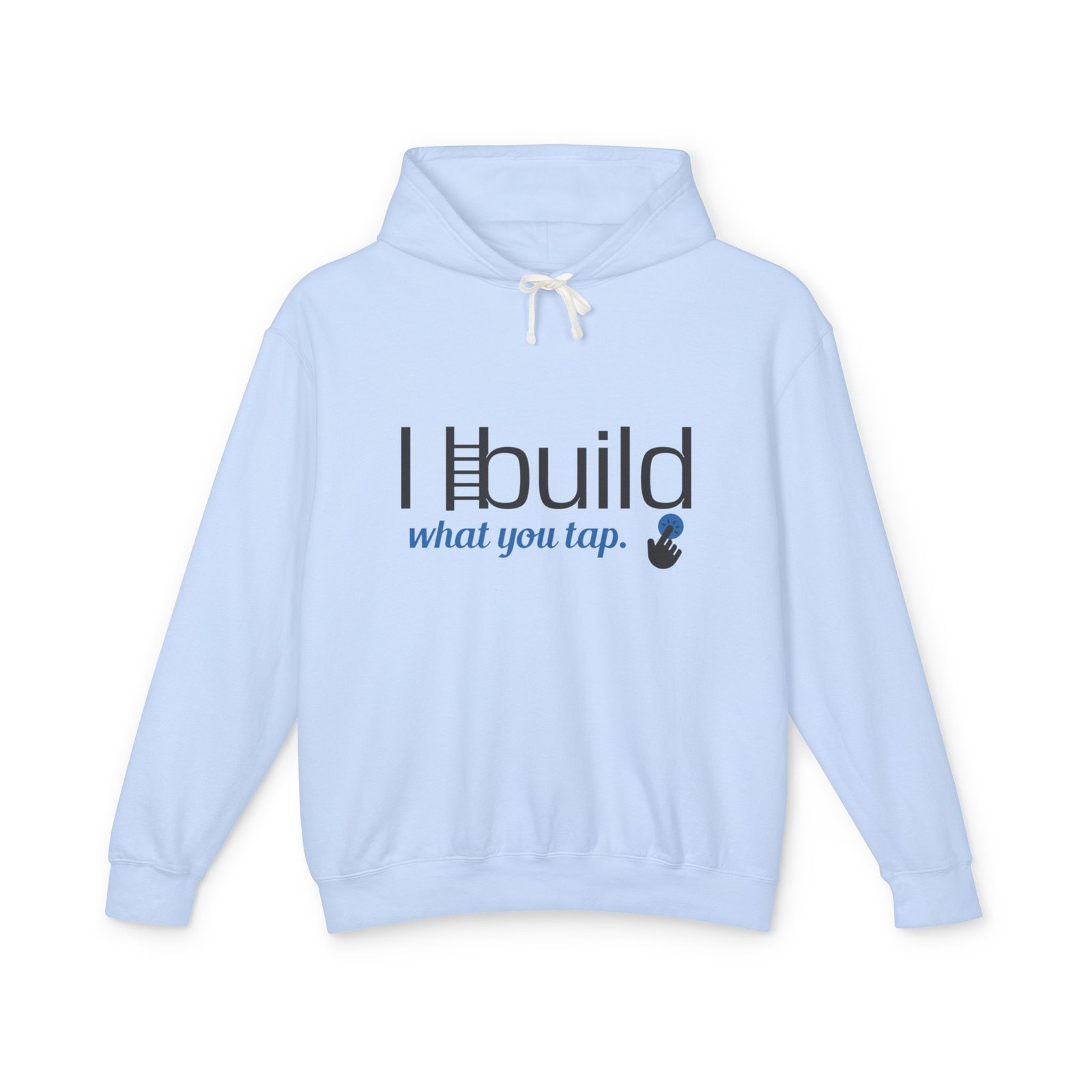 developer hoodie — “i build what you tap” tech hoodie with logo developer hoodie — “i build what you tap” tech hoodie with logo