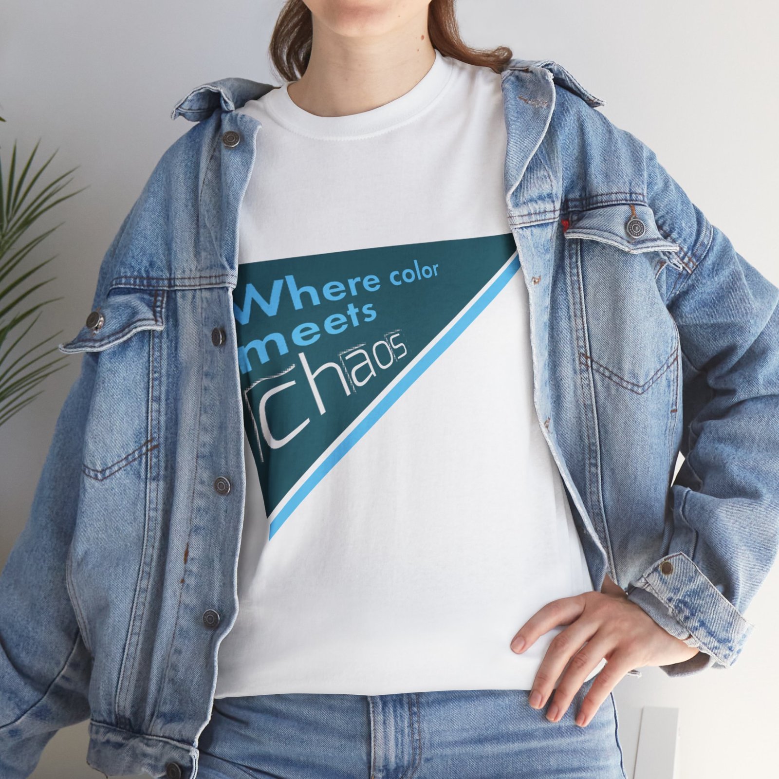 graphic tee — "where color meets chaos" triangular blue design graphic tee — "where color meets chaos" triangular blue design