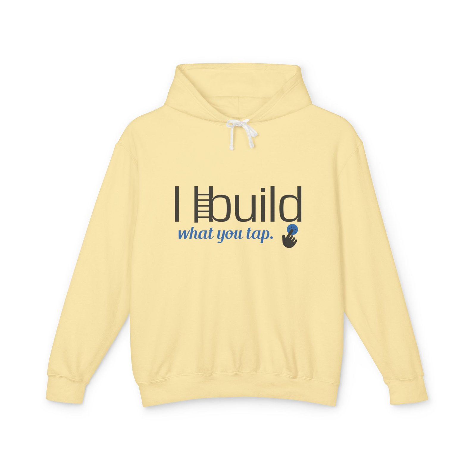 developer hoodie — “i build what you tap” tech hoodie with logo developer hoodie — “i build what you tap” tech hoodie with logo