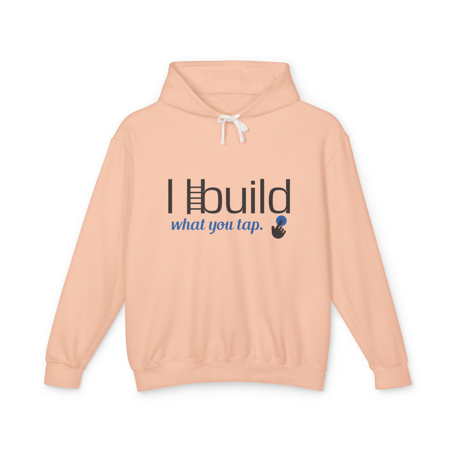 developer hoodie — “i build what you tap” tech hoodie with logo developer hoodie — “i build what you tap” tech hoodie with logo