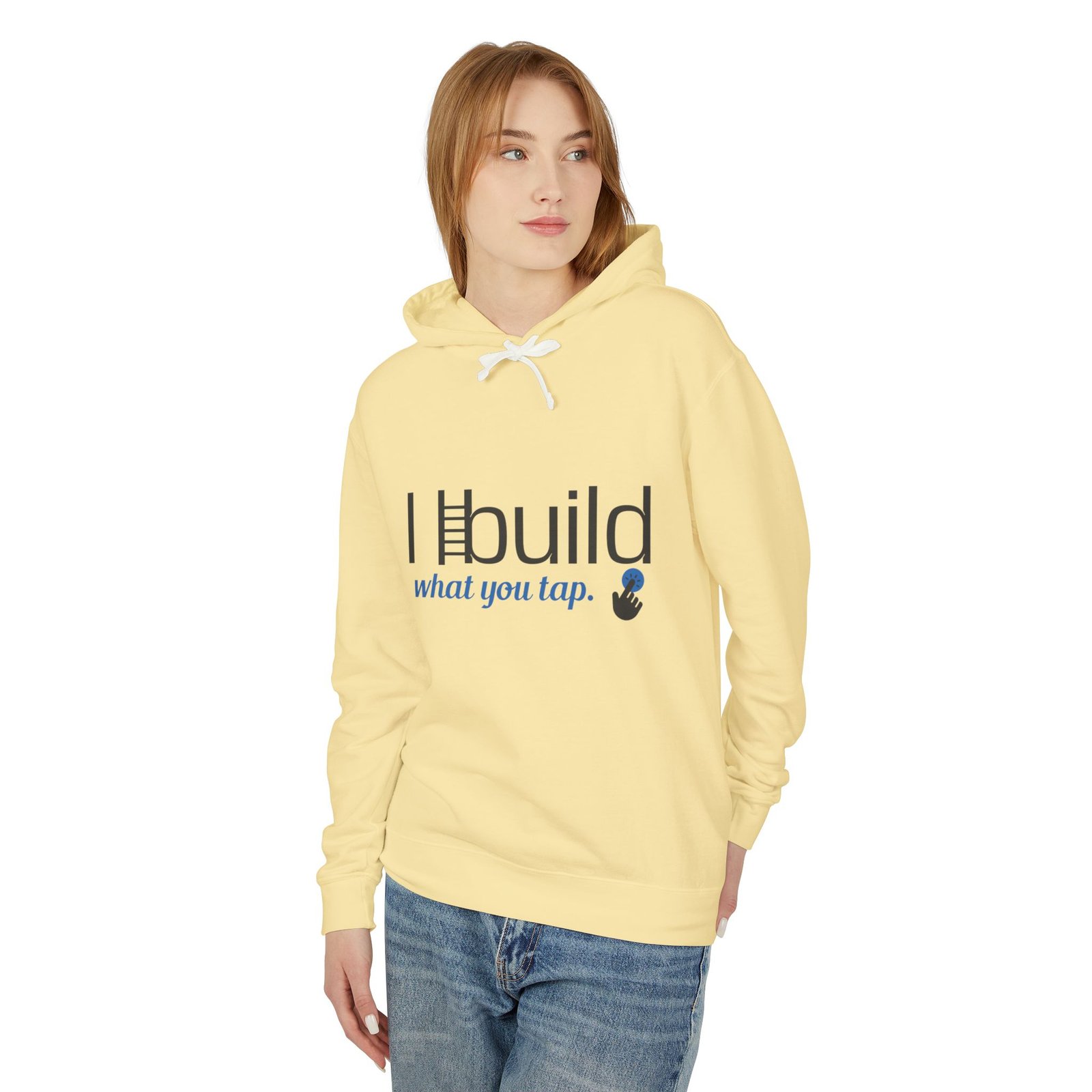 developer hoodie — “i build what you tap” tech hoodie with logo developer hoodie — “i build what you tap” tech hoodie with logo