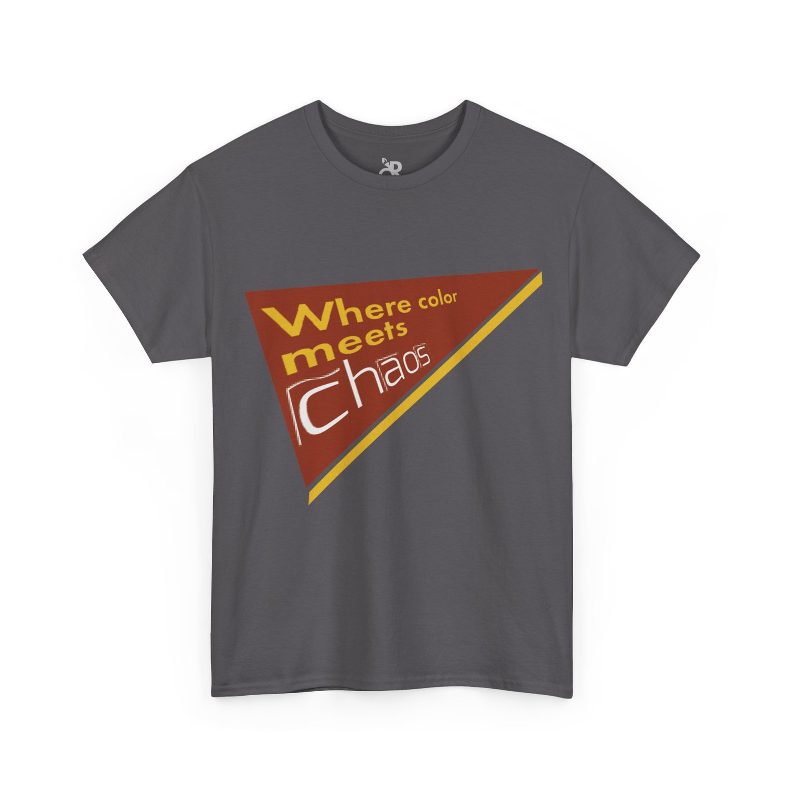 graphic tee — "where color meets chaos" triangular blue design graphic tee — "where color meets chaos" triangular blue design