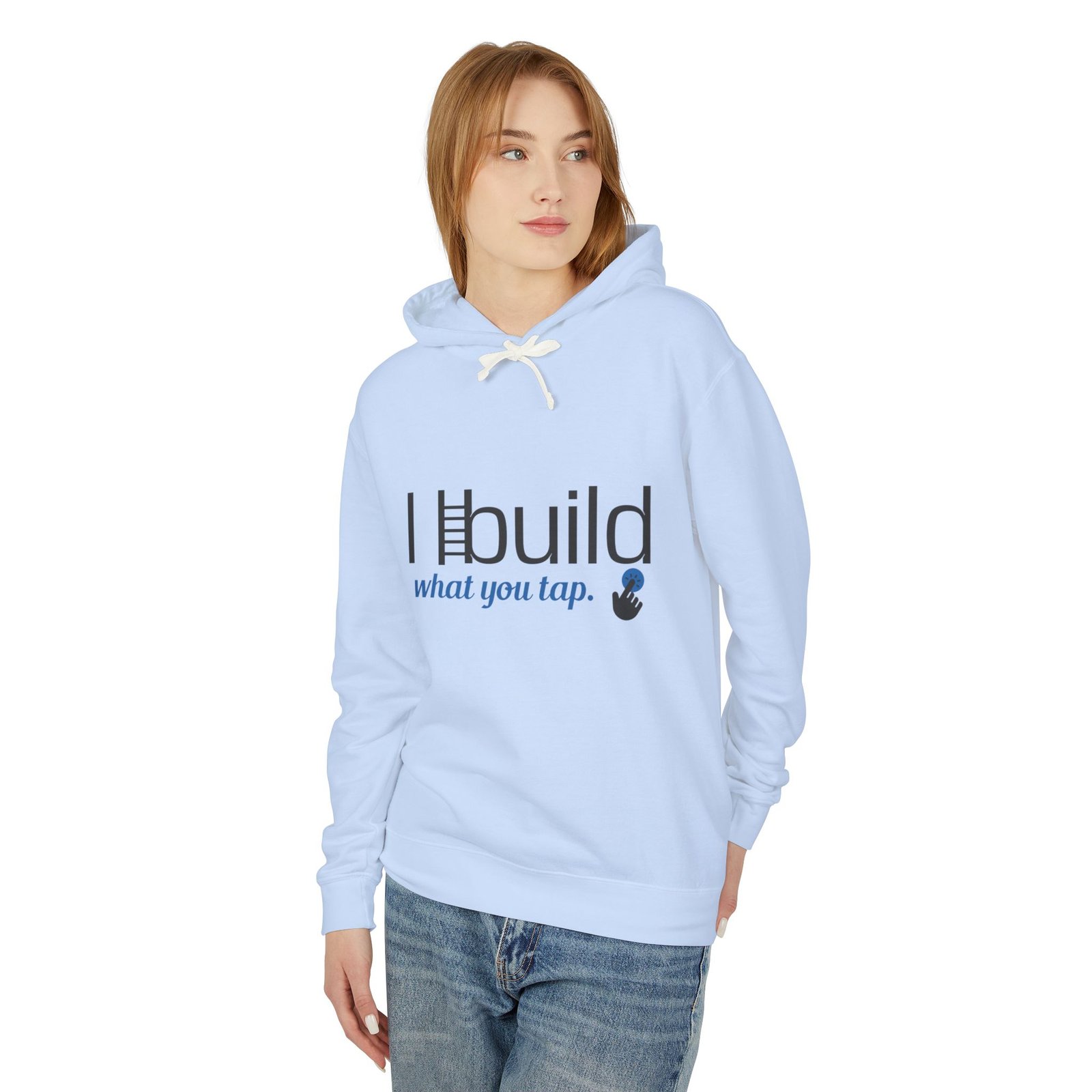 developer hoodie — “i build what you tap” tech hoodie with logo developer hoodie — “i build what you tap” tech hoodie with logo