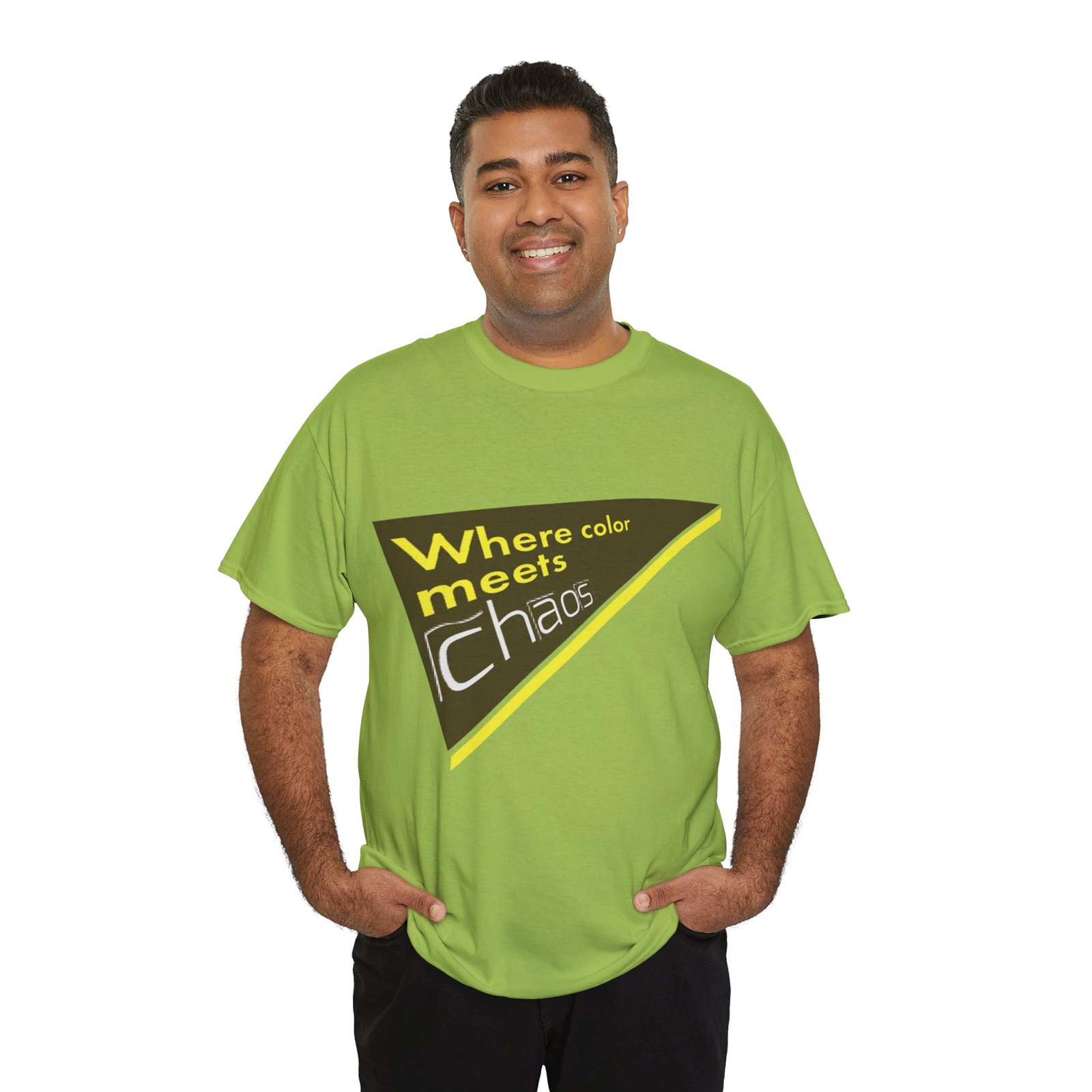 graphic tee — "where color meets chaos" triangular blue design graphic tee — "where color meets chaos" triangular blue design