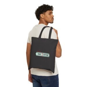 tote bag — "fueled by panic & caffeine" vintage sign canvas tote