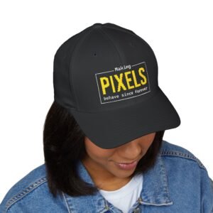 embroidered "making pixels" baseball cap — graphic designer hat