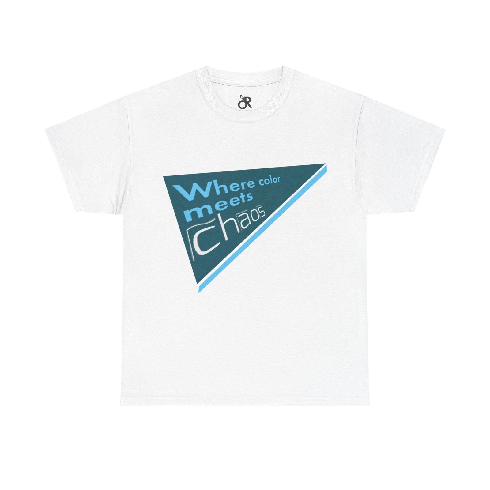 graphic tee — "where color meets chaos" triangular blue design graphic tee — "where color meets chaos" triangular blue design