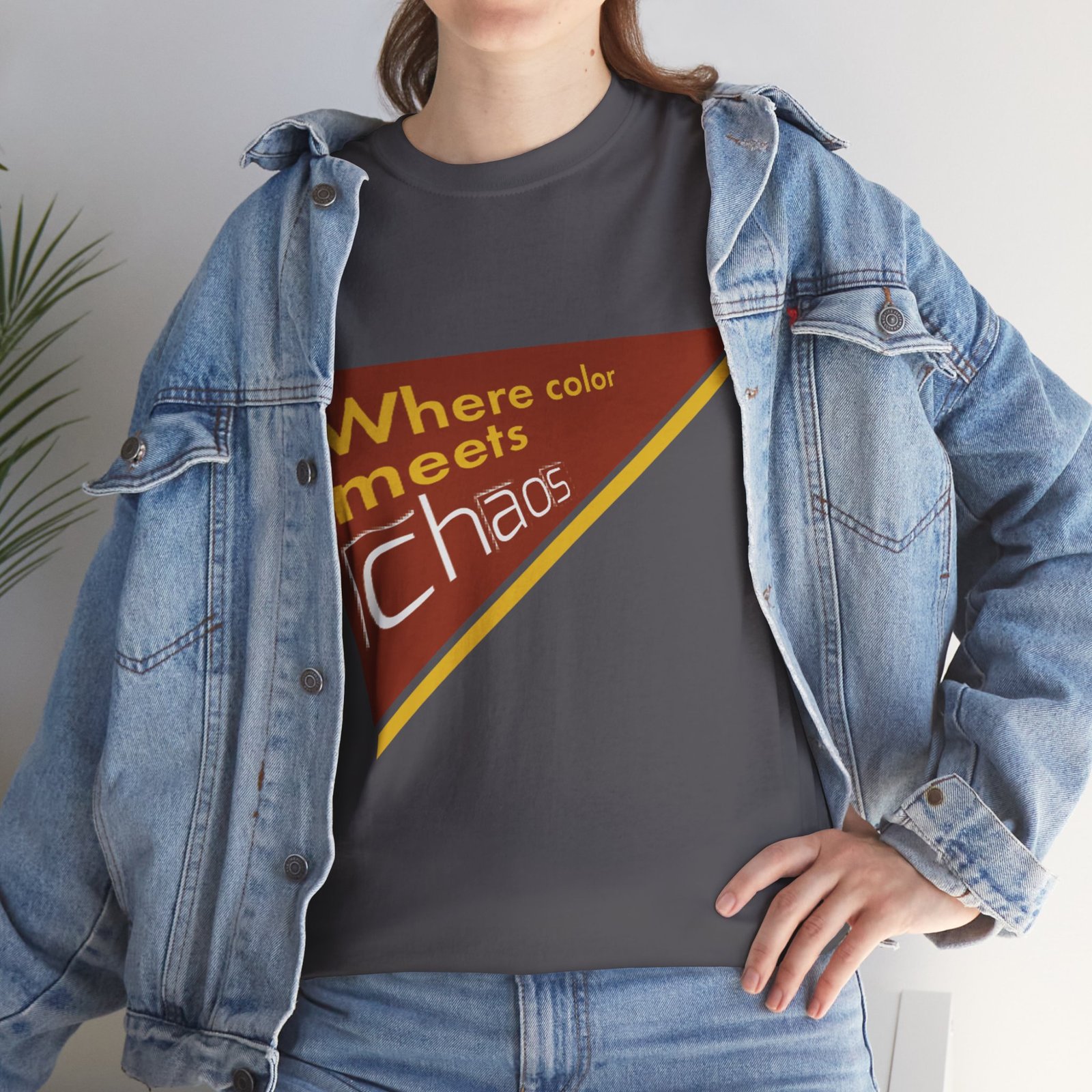 graphic tee — "where color meets chaos" triangular blue design graphic tee — "where color meets chaos" triangular blue design
