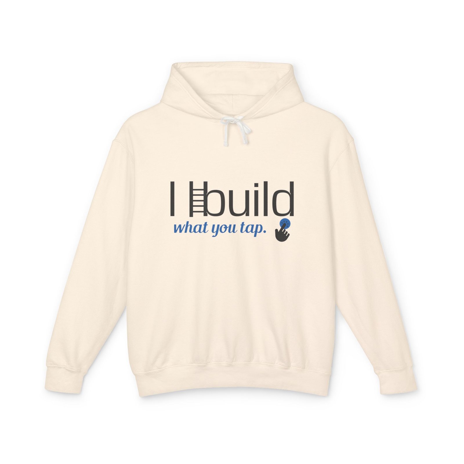developer hoodie — “i build what you tap” tech hoodie with logo developer hoodie — “i build what you tap” tech hoodie with logo