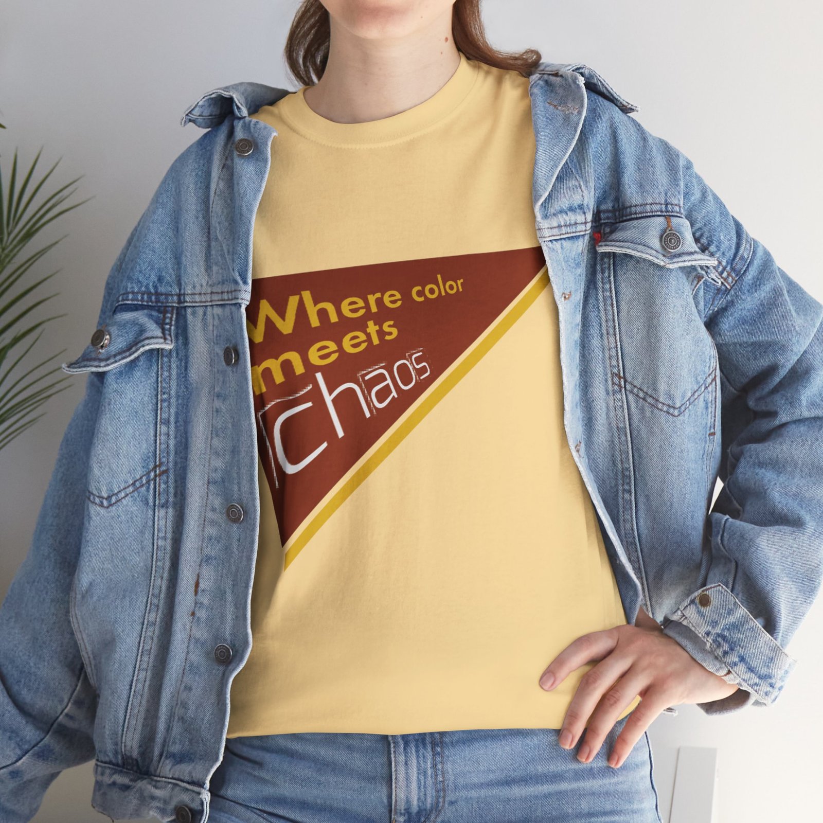 graphic tee — "where color meets chaos" triangular blue design graphic tee — "where color meets chaos" triangular blue design