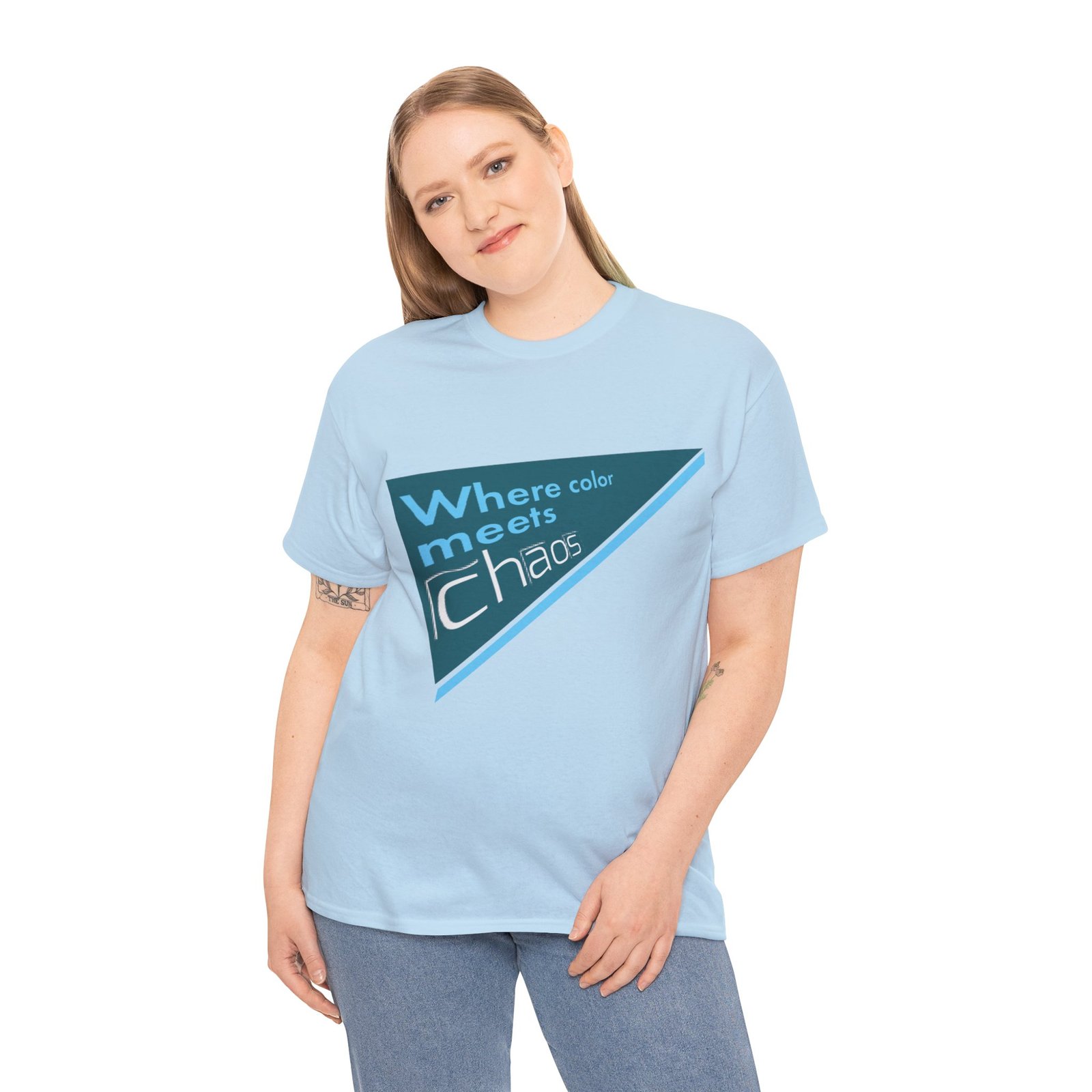 graphic tee — "where color meets chaos" triangular blue design graphic tee — "where color meets chaos" triangular blue design