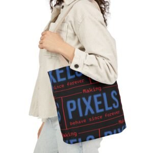 pixels pattern canvas tote — retro tech logo design