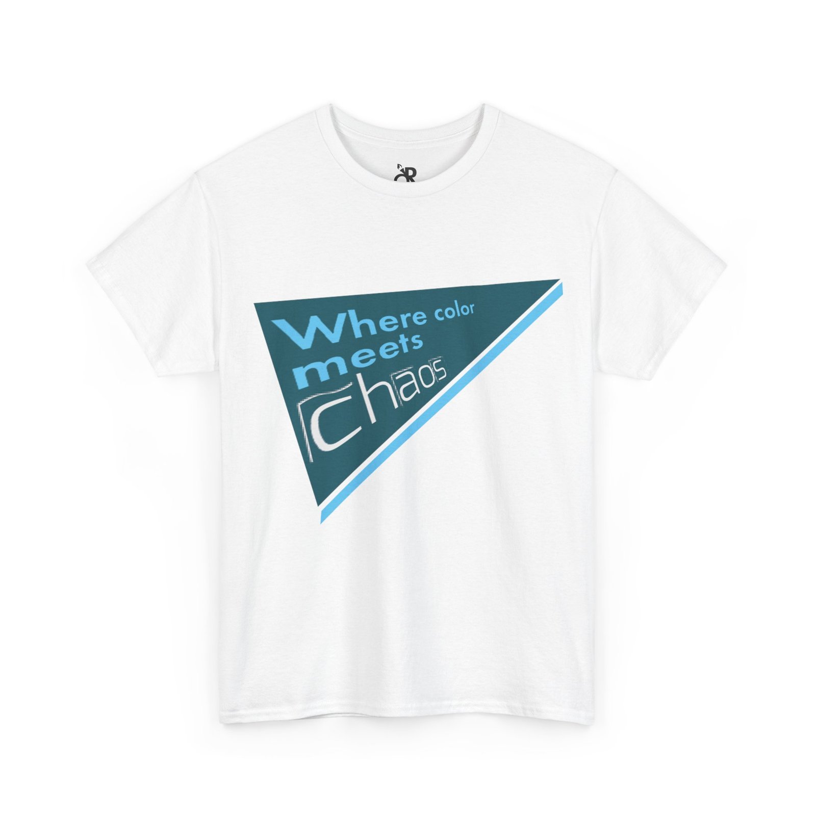 graphic tee — "where color meets chaos" triangular blue design graphic tee — "where color meets chaos" triangular blue design
