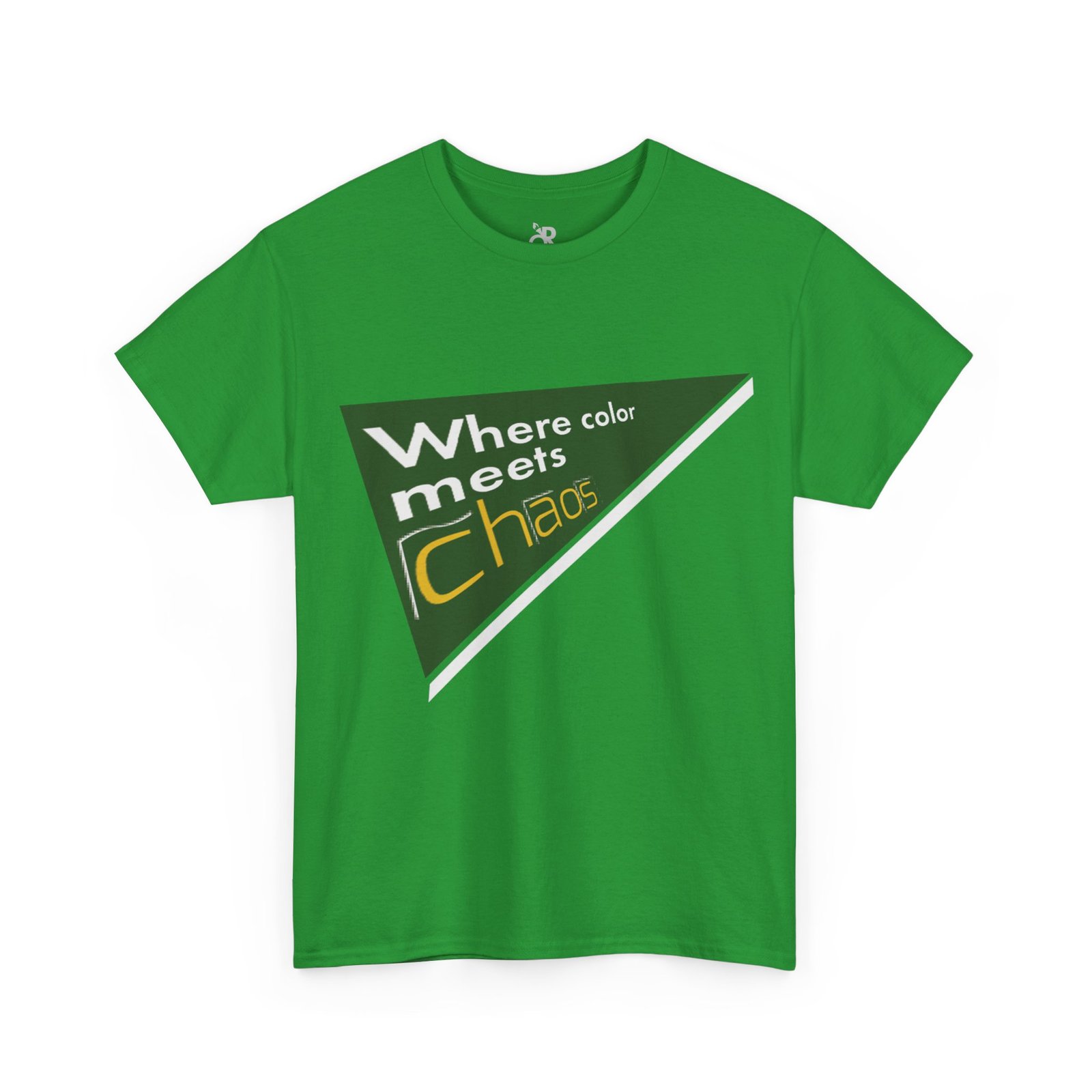 graphic tee — "where color meets chaos" triangular blue design graphic tee — "where color meets chaos" triangular blue design