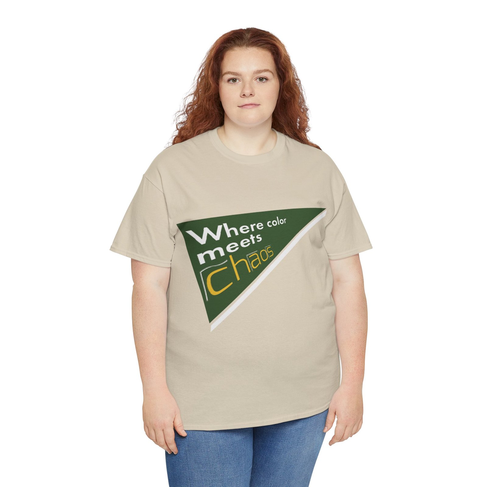 graphic tee — "where color meets chaos" triangular blue design graphic tee — "where color meets chaos" triangular blue design