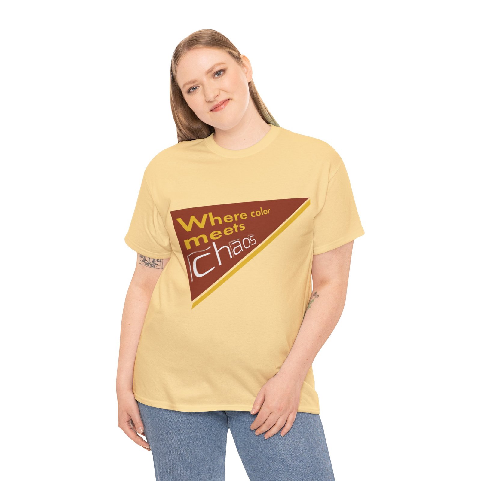 graphic tee — "where color meets chaos" triangular blue design graphic tee — "where color meets chaos" triangular blue design