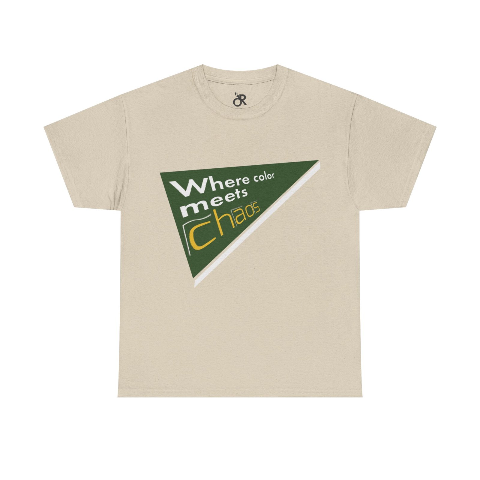 graphic tee — "where color meets chaos" triangular blue design graphic tee — "where color meets chaos" triangular blue design