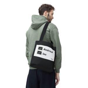 tote bag — funny "andriod / ios" checkbox design tote for tech lovers